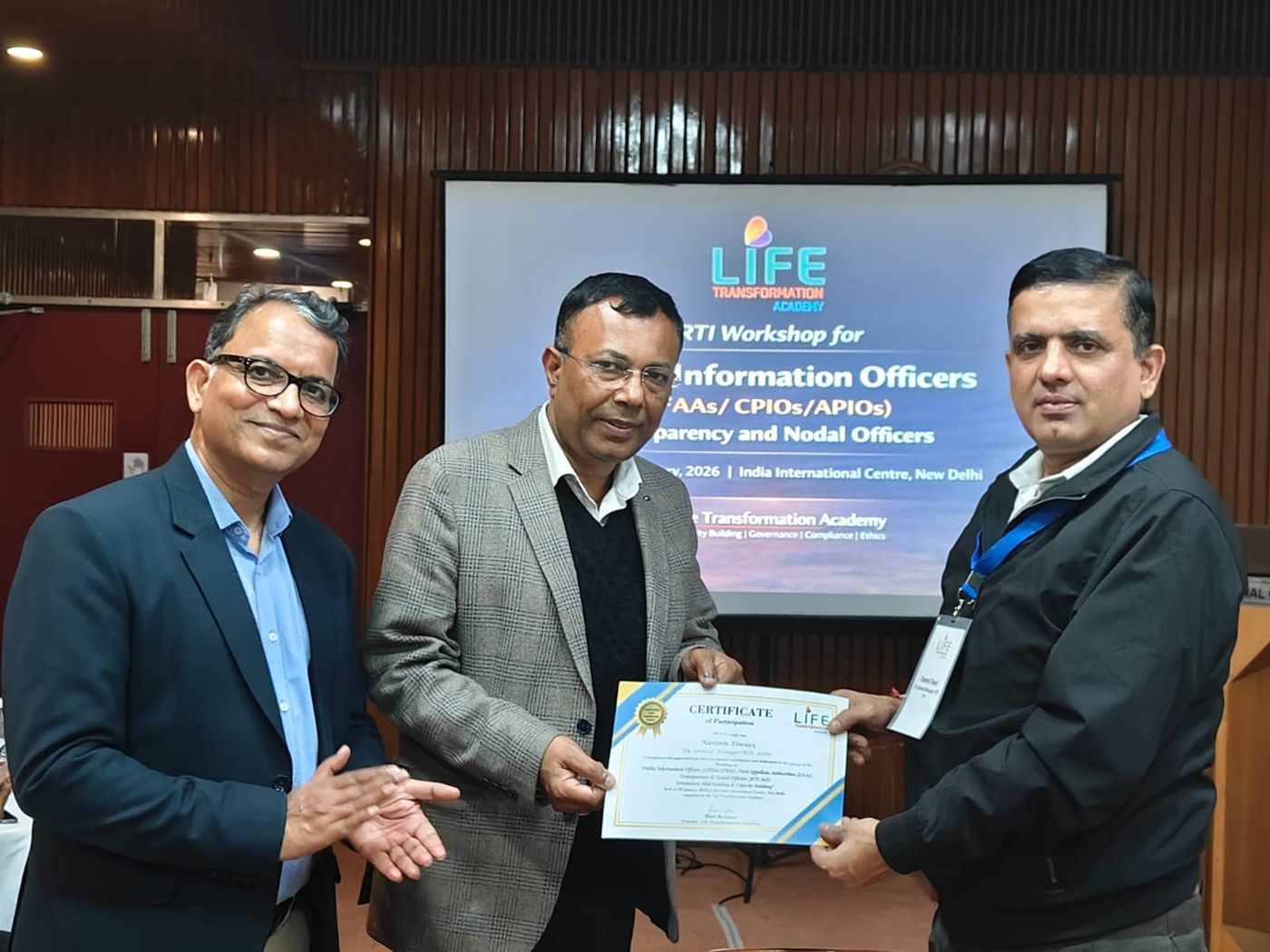 RTI Workshop — certificate presentation, 2026